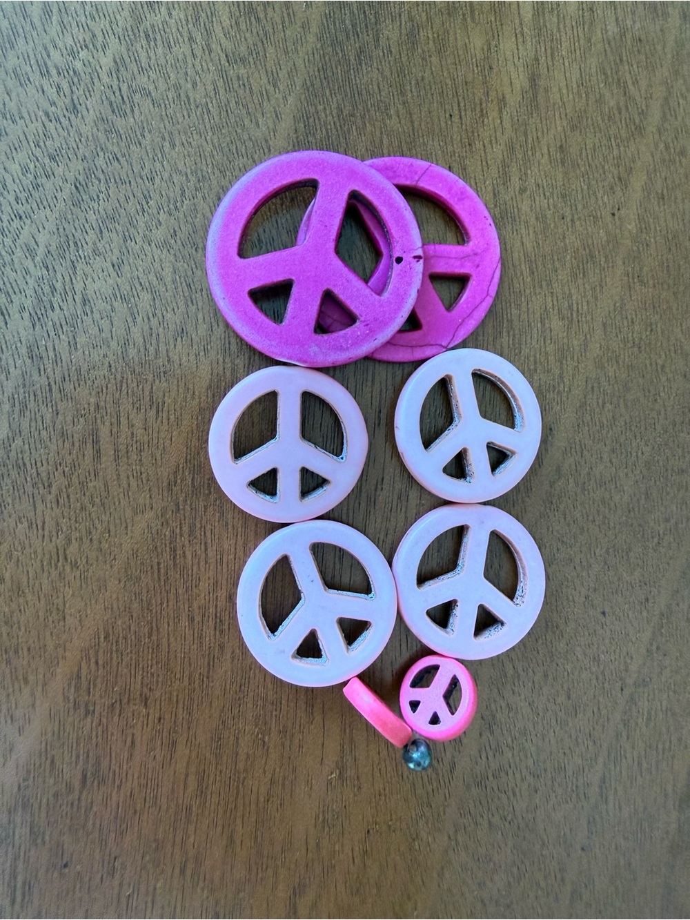 Boho Pink Peace Sign Beaded Bracelet Y2K Boho Jewelry